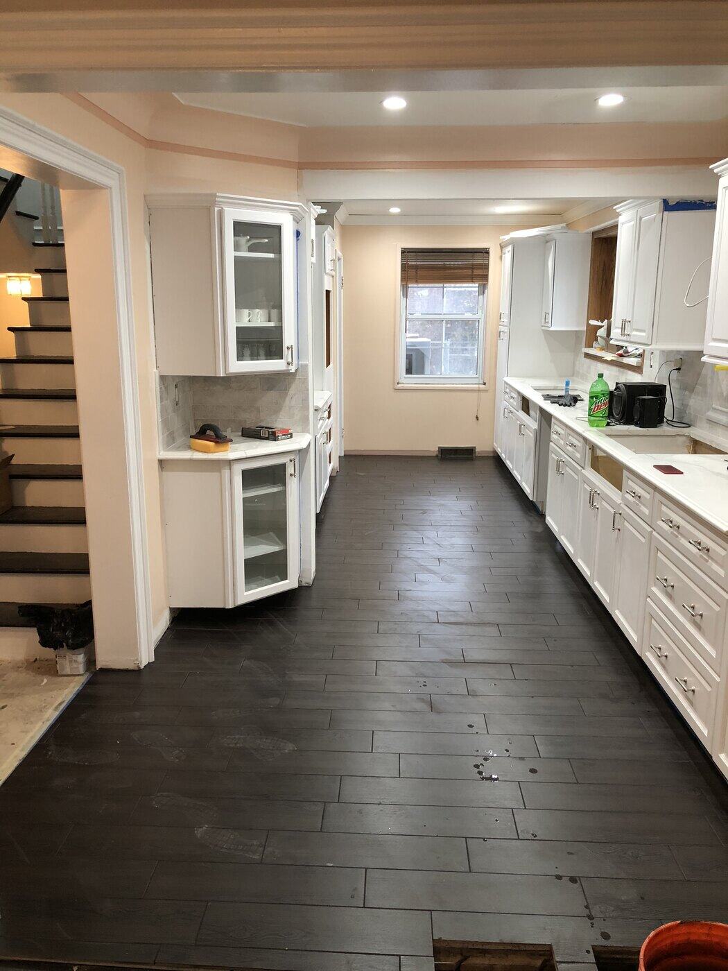 White Kitchen, Marble Backsplash, finished