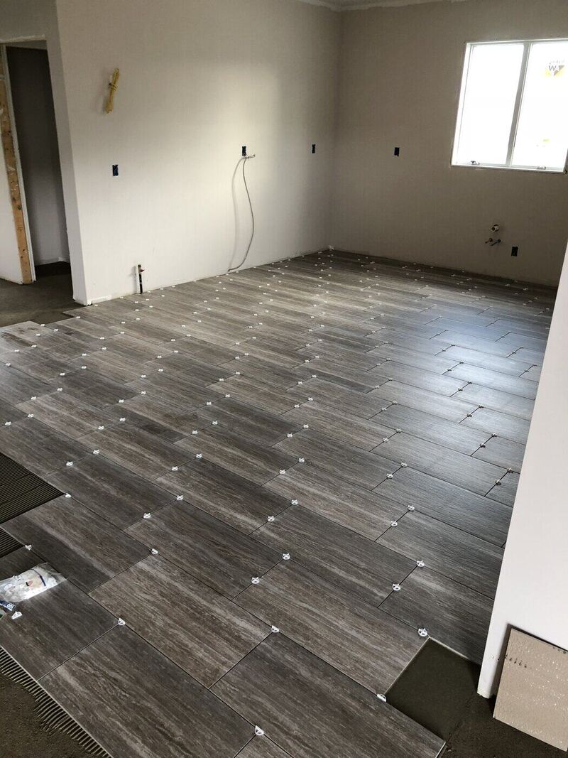 Kitchen, Wood-Plank Floors and Built Shower