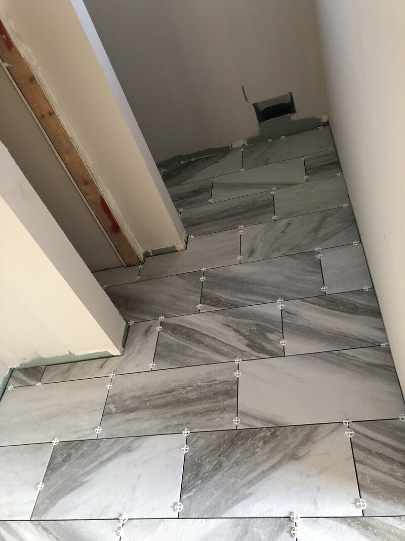 Primary bath, Wood-Plank Floors and Built Shower