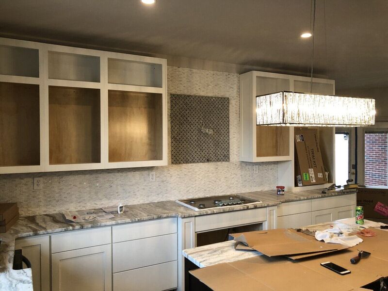 Kitchen, Wood-Plank Floors and Built Shower