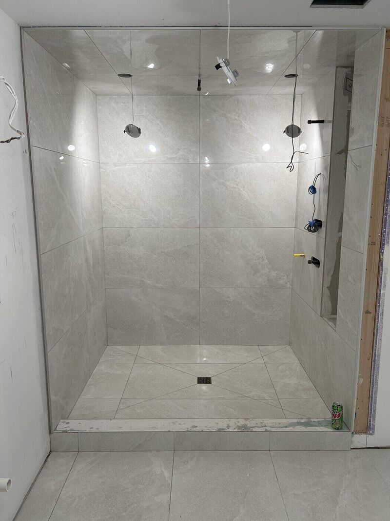 Primary bath, Large-Format, Laid Out First