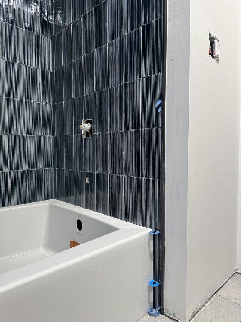 Bathroom 2, Charcoal Gloss and Green Glass